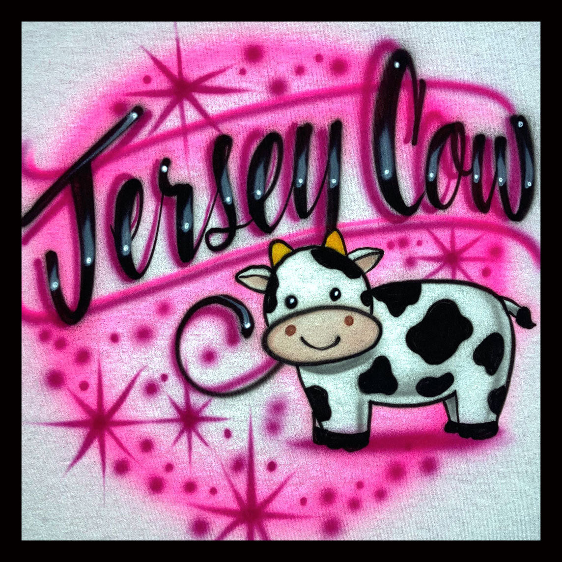 Airbrush T-Shirt - Cow -  Your Word - Your Name - Custom