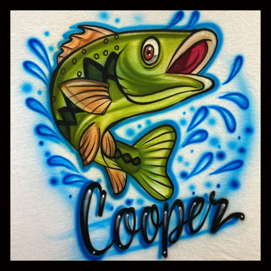 Airbrush T-Shirt - Fish - Your Word/Name - You choose color
