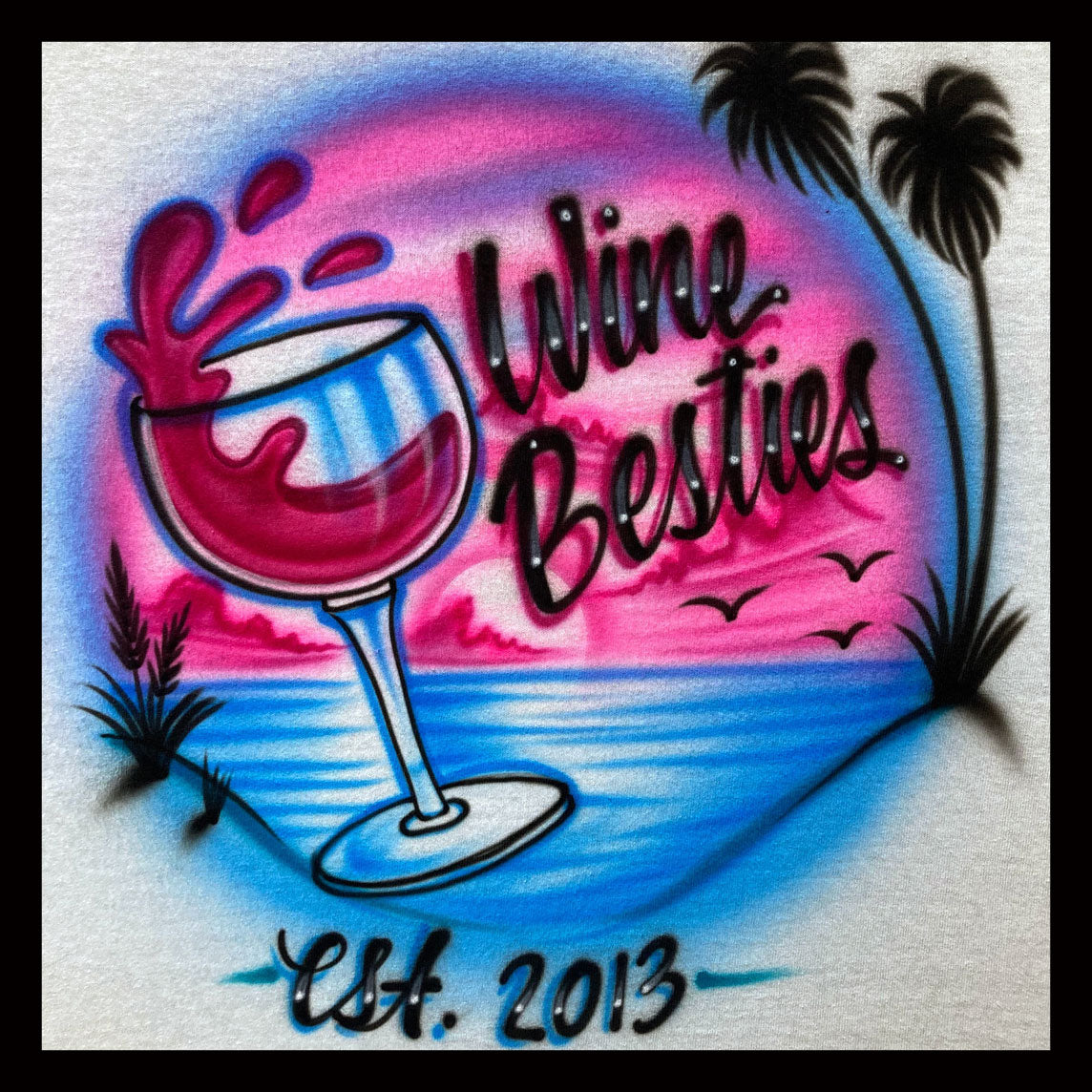 Airbrush T-shirt - Wine Weekend - Alcohol - Drink - Beach - Airbrushed T-Shirt - Personalized - Custom - Gift