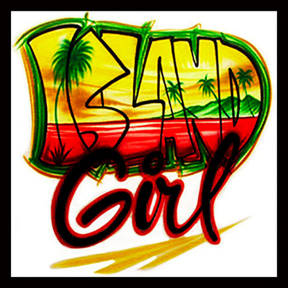 Airbrushed T-shirt - Island Girl Sunset Beach Design