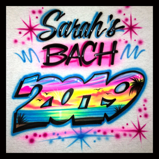 Airbrush T-shirt - Beach - Year - Custom - Personalized - Bach - Bachelorette - Your words