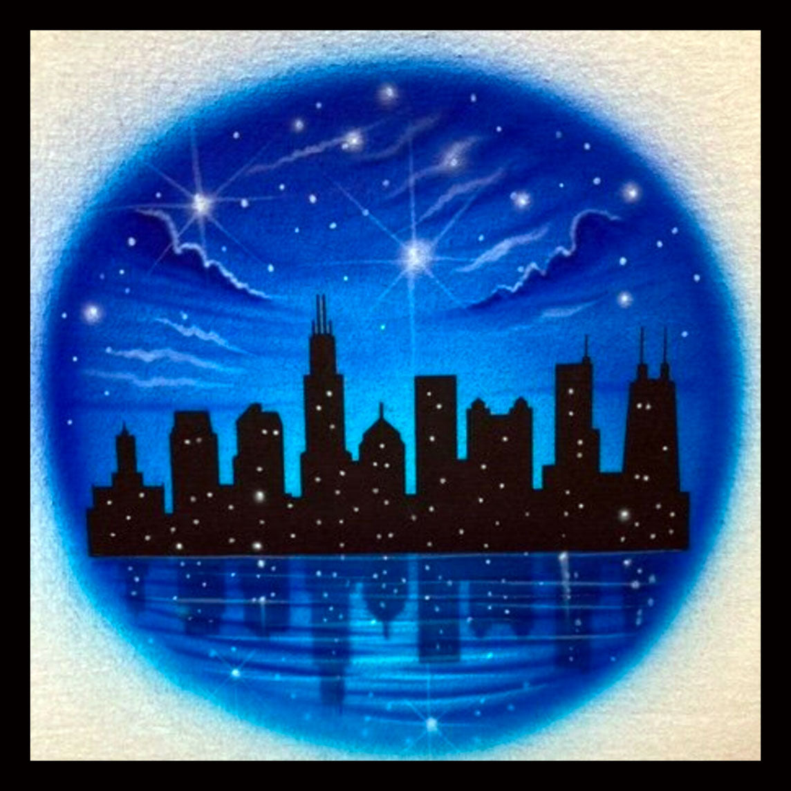 Airbrush T-shirt - Chicago cityscape - You choose night or daytime colors