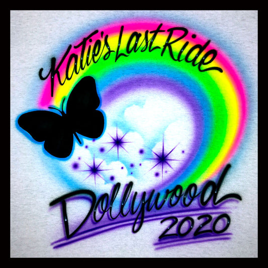 Airbrush T-shirt - Bachelorette - Bride - Wedding - Last Ride - Butterfly - Your Name