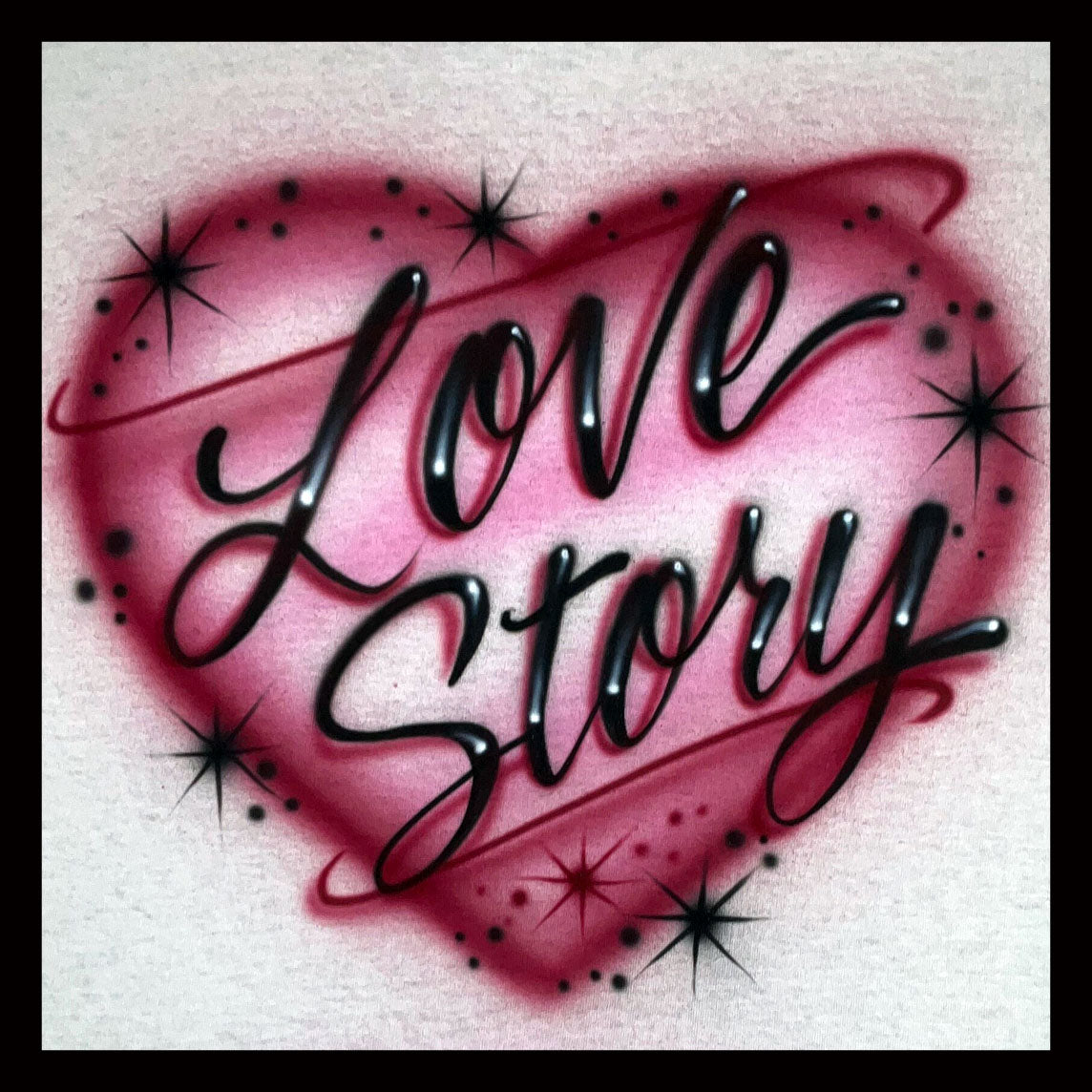 Airbrush T-shirt - Heart - Love Story - You choose colors