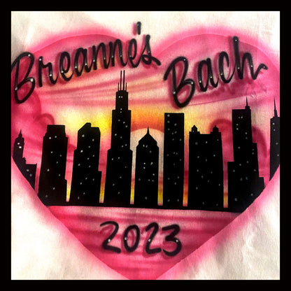 Airbrush T-shirt * Chicago cityscape * Heart shaped * You choose colors