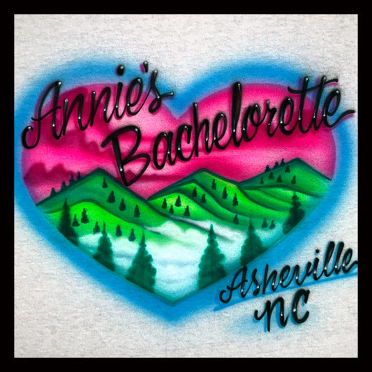 Airbrush T-shirt * Mountains * Heart shaped * Trees