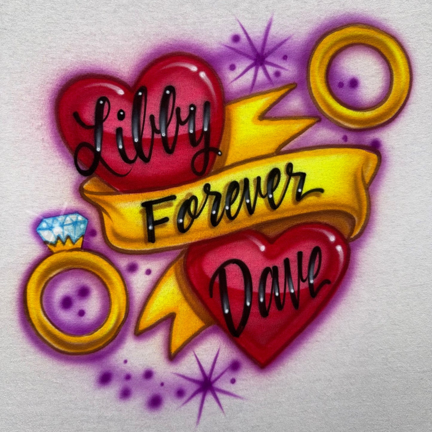 Airbrushed Couples Heart T-Shirt (Wedding & Anniversary)