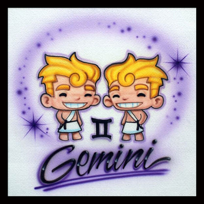 Airbrush T-shirt - Gemini - Zodiac