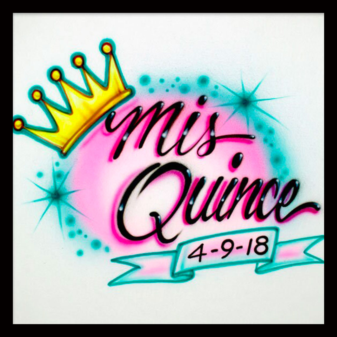 Mis Quince - Airbrushed T-shirt - Crown - Birthday - 15 - Princess