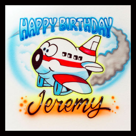 Airbrush T-shirt - Happy Birthday - Airplane