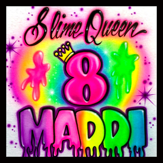 Airbrush T-shirt - Happy Birthday - Slime - Neon - You Choose Name