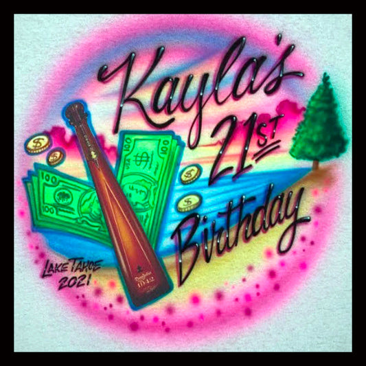 Airbrush T-Shirt - 21st Birthday - Happy Birthday - Custom