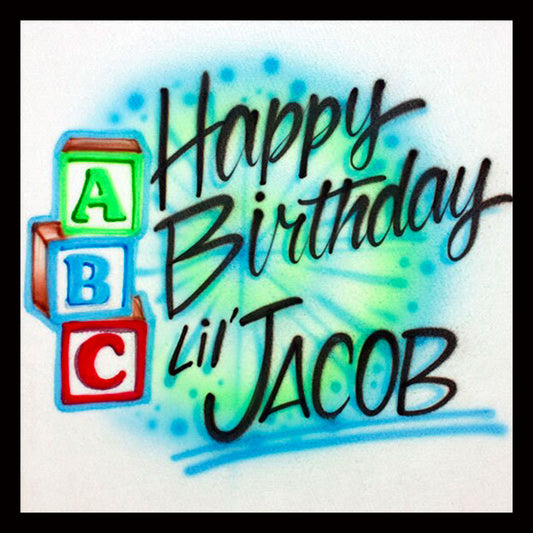 Airbrush T-shirt - Happy Birthday - ABC