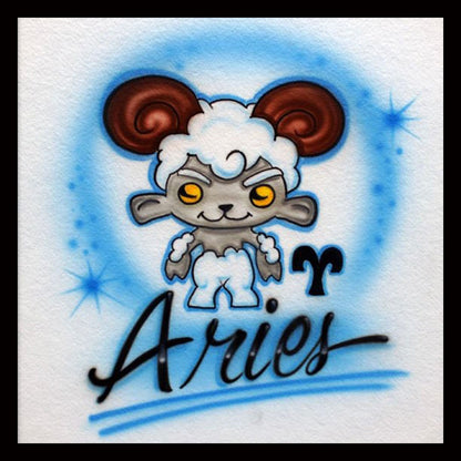 Airbrush T-shirt - Aries - Zodiac