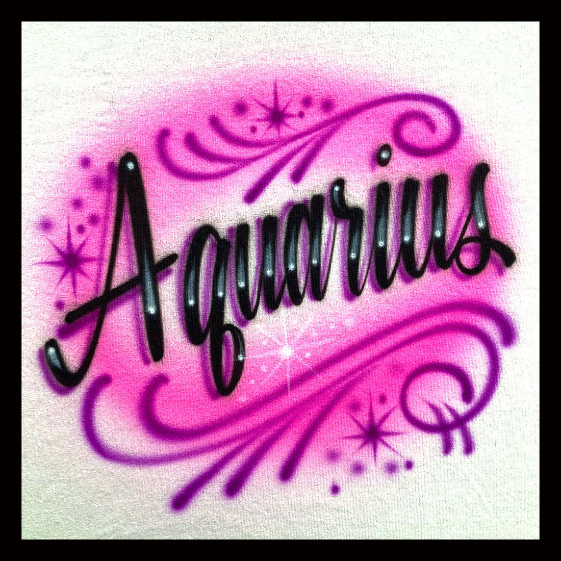 Airbrush T-Shirt - Aquarius - Happy Birthday - Zodiac