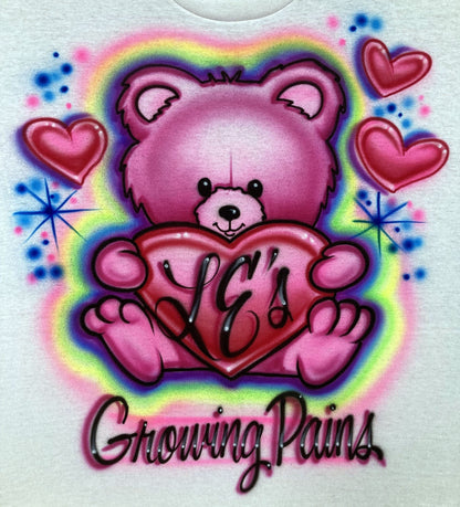Airbrush T-shirt - Birthday - Teddy Bear - Hearts - Rainbow - Custom - Bear - Love