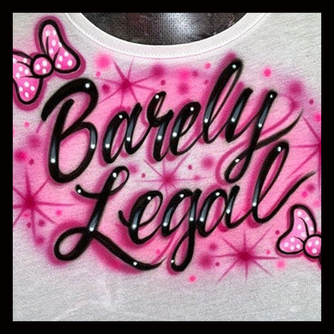 Airbrush T-Shirt - Barely Legal - Bows