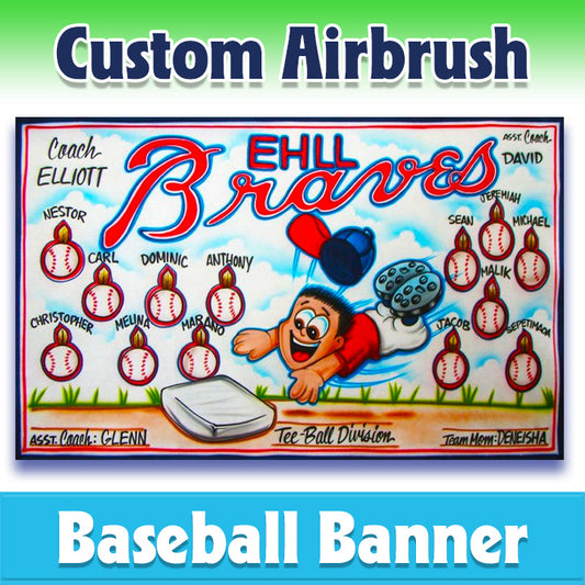 Airbrush Baseball Banner - Braves -1005