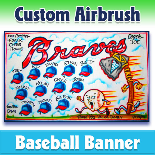 Airbrush Baseball Banner - Braves -1006