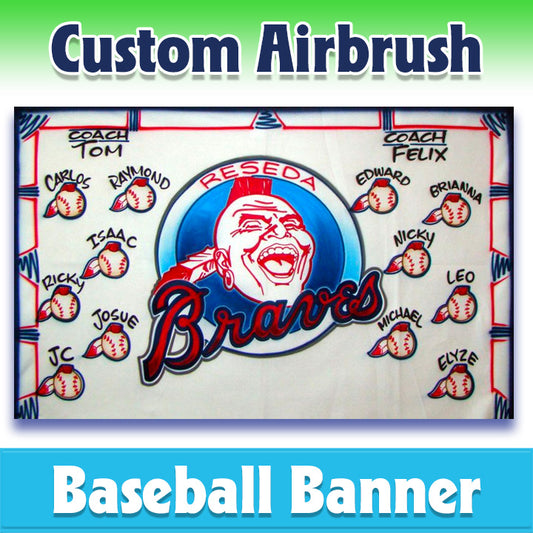 Airbrush Baseball Banner - Braves -1007