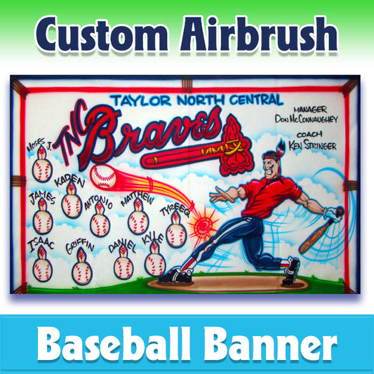 Airbrush Baseball Banner - Braves -1008