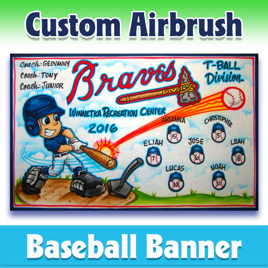 Airbrush Baseball Banner - Braves -1014