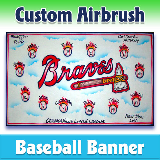 Airbrush Baseball Banner - Braves -1015