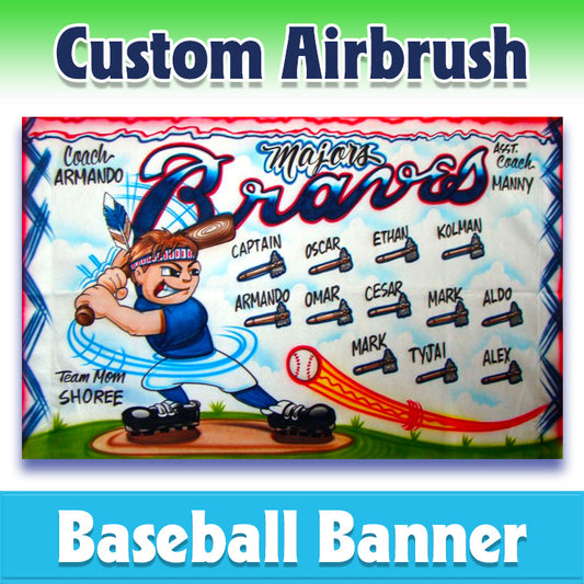 Airbrush Baseball Banner - Braves -1020
