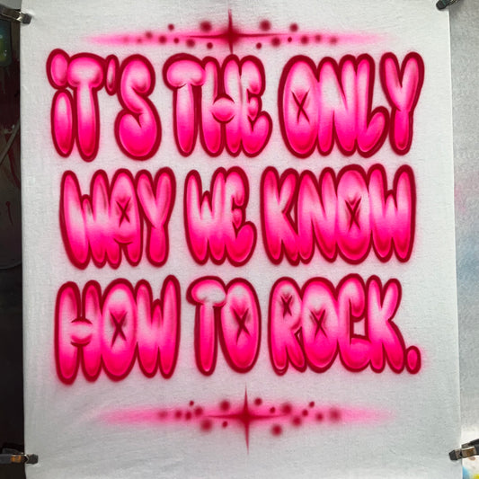 Bubble letters airbrushed t-shirt stacked rows