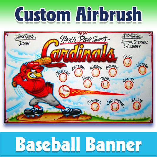 Airbrush Baseball Banner - Cardinals -1001