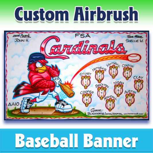 Airbrush Baseball Banner - Cardinals -1005