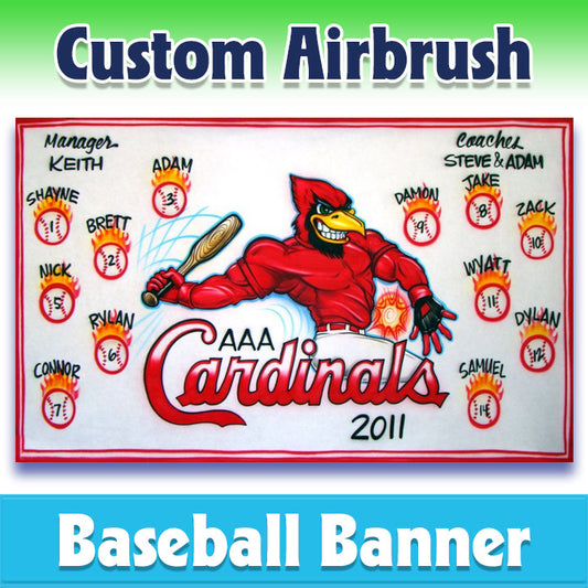 Airbrush Baseball Banner - Cardinals -1009