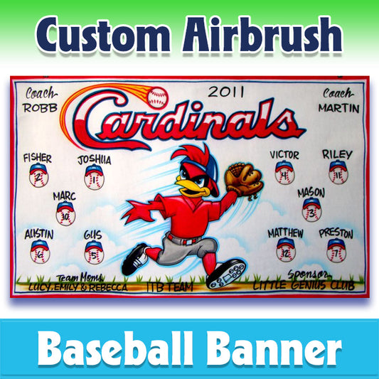 Airbrush Baseball Banner - Cardinals -1016