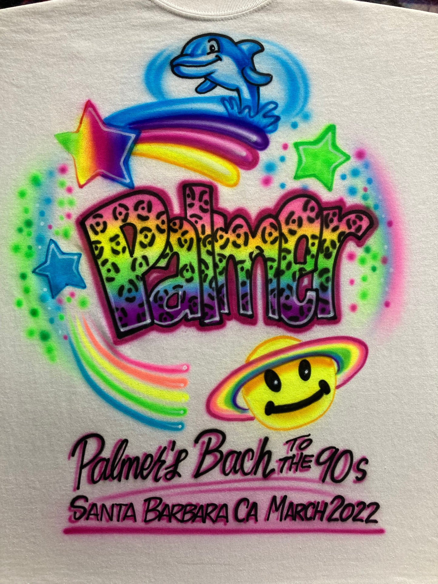 Airbrush - Bachelorette - Dolphin - Cheetah print - T-shirt - Planet