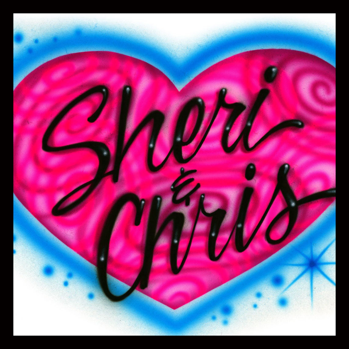 Airbrush T-shirt * Swirly Heart  * Love * Romance * Friends