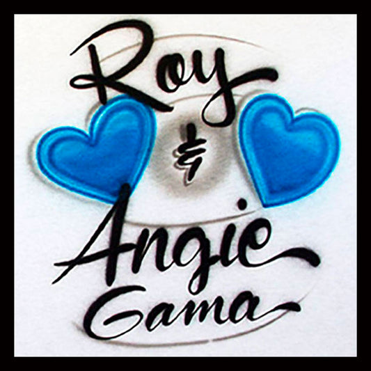 Airbrush T-Shirt - Hearts - Your Words - You Choose Color