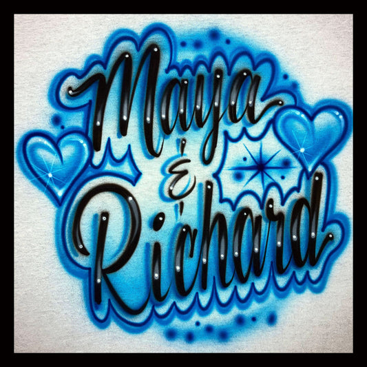 Airbrush T-shirt - Hearts - Couple - Love - Romance - BFF