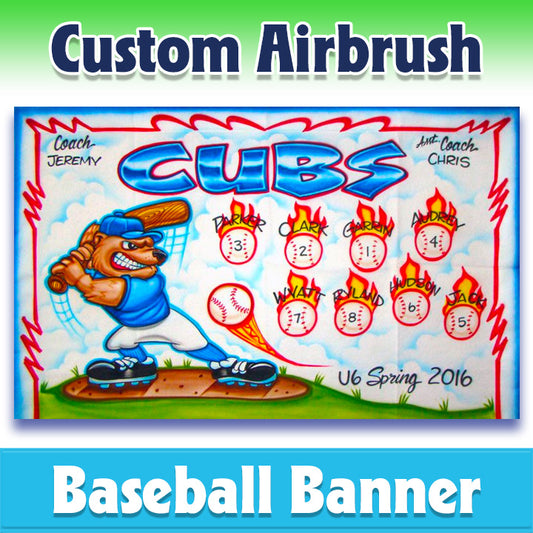 Airbrush Baseball Banner - Cubs -1001