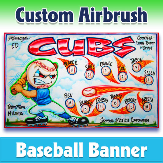 Airbrush Baseball Banner - Cubs -1003