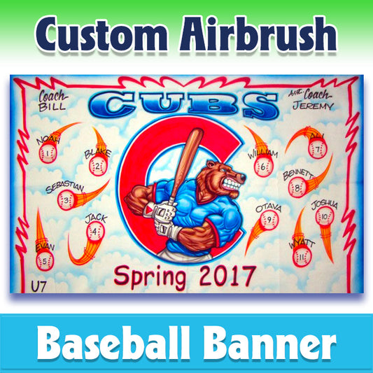 Airbrush Baseball Banner - Cubs -1007