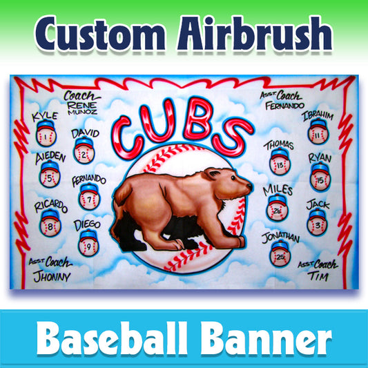 Airbrush Baseball Banner - Cubs -1010