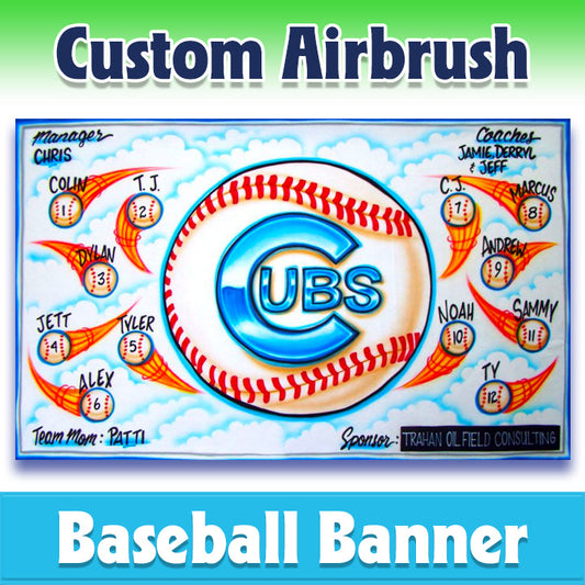Airbrush Baseball Banner - Cubs -1011