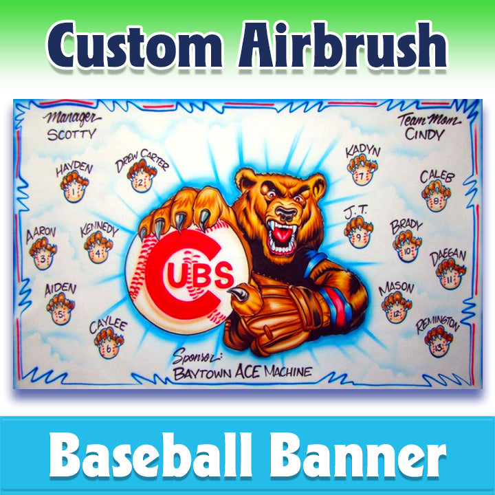 Airbrush Baseball Banner - Cubs -1014
