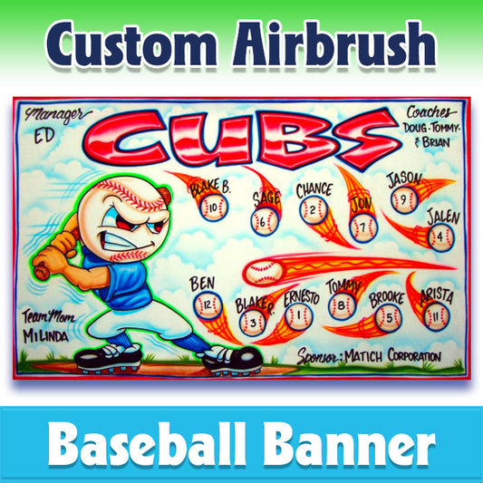 Airbrush Baseball Banner - Cubs -1016