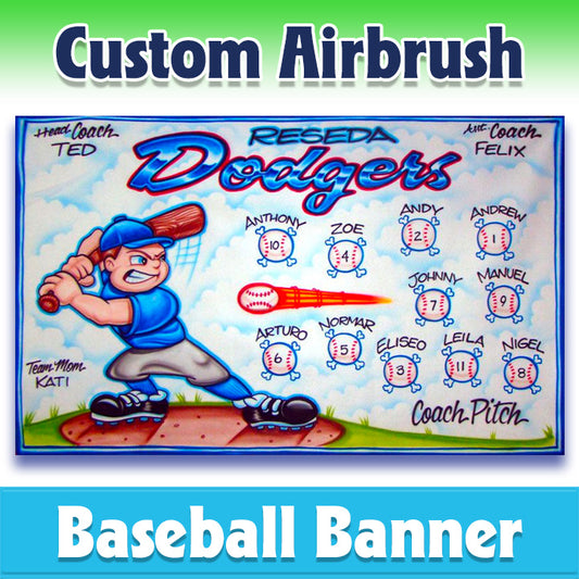 Airbrush Baseball Banner - Dodgers -1005