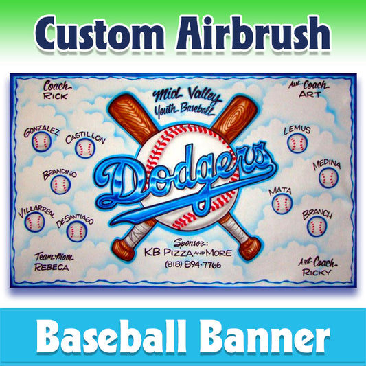 Airbrush Baseball Banner - Dodgers -1007