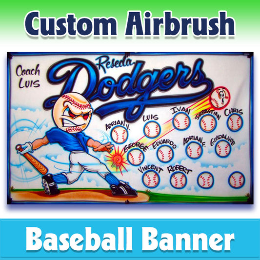 Airbrush Baseball Banner - Dodgers -1014