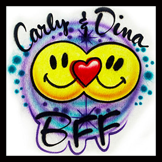 Airbrushed T-shirt - Best Friends Forever - Smile emoji