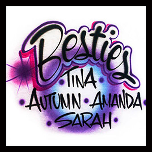 Airbrushed T-shirt - Besties - Best Friends - You Choose Color