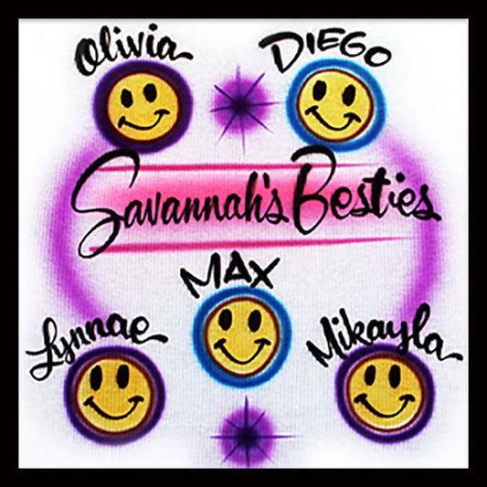 Airbrushed T-shirt - Besties - Your Names